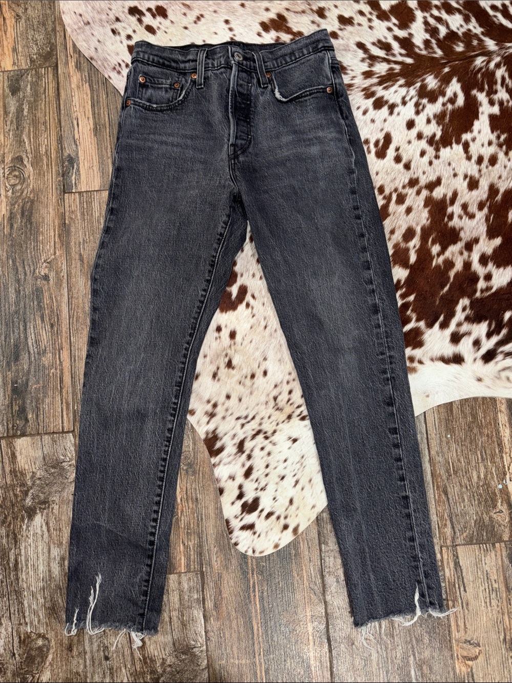 Levi's 501 Black Washed Skinny Jeans with Raw Hem